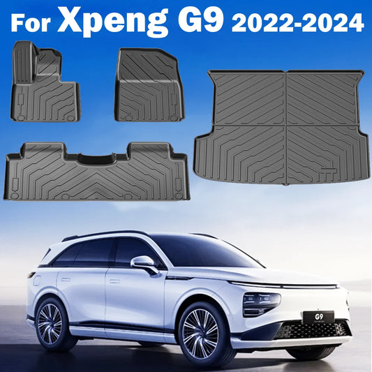 Tapis de sol et doublure de chargement en TPE pour Xpeng G9 2022 – 2024, doublures de sol toutes saisons, tapis de coffre en TPE, tampon étanche robuste LHD