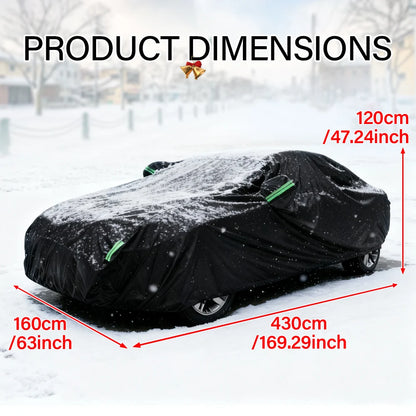 Housse de voiture thermique SUV 190T, couverture complète à quatre portes, résistante à la neige et au gel, conception à fermeture éclair latérale, noire, ajustement universel