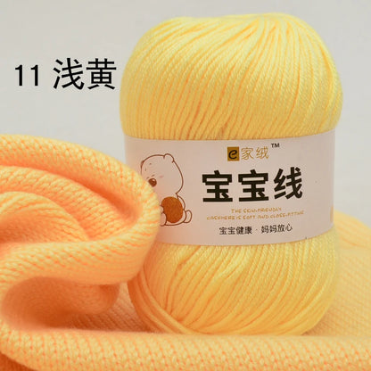 Fil spécifique pour bébé 50g, coton de lait protéiné en soie, fil de matériel de poupée de pull de chapeau tissé à la main, doux pour la peau avec une élasticité