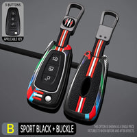 Étui pour clé de voiture en métal de Style course, housse Fob pour Ford Focus 3 4 ST Mondeo MK3 MK4 Fiesta Fusion Kuga 2013 2014 – 2017, accessoires