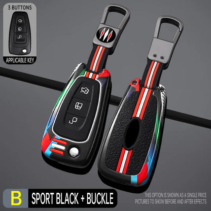 Étui pour clé de voiture en métal de Style course, housse Fob pour Ford Focus 3 4 ST Mondeo MK3 MK4 Fiesta Fusion Kuga 2013 2014 – 2017, accessoires