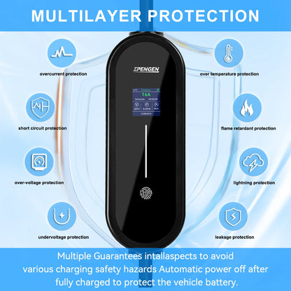 IPENGEN – chargeur EV Portable 3,5 kw, câble de 5M, connecteur Type2 IEC62196/ GB/T 16A, 1 phase, Type 1, boîte murale de chargement pour véhicule électrique