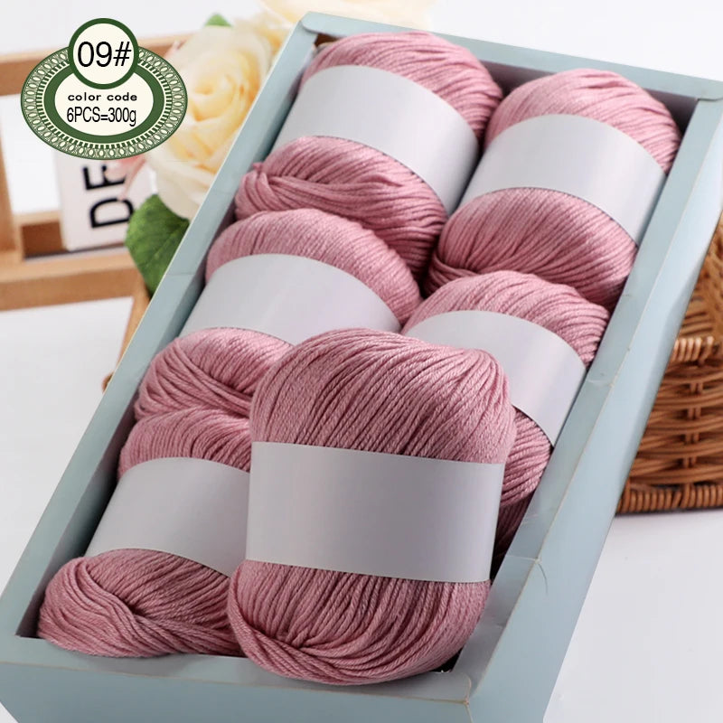 Fil de mélange de soie de luxe 6 pièces/ensemble, 50g chacun, fil à tricoter doux adapté aux pulls, couvertures et écharpes pour bébé, plusieurs couleurs