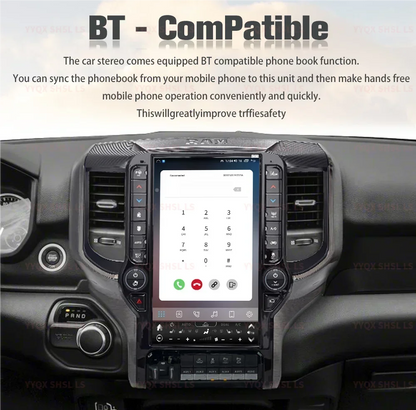 Autoradio Android 13 8 + 128 go, pour Dodge Ram 1500 2500 3500 2019-2023 Carplay Android Auto 4G, lecteur multimédia de voiture GPS QLED