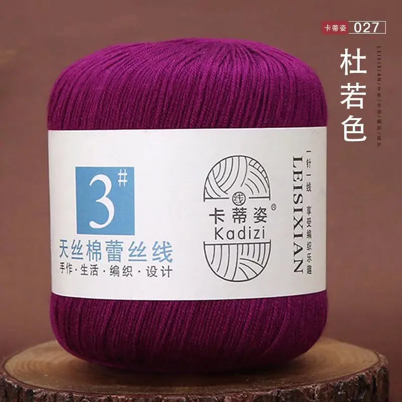 Fils de dentelle en coton mercerisé, fils de dentelle au crochet, broderie à la main, artisanat d'art, couvertures de bricolage, écharpe et pull, taille 3, # 100%
