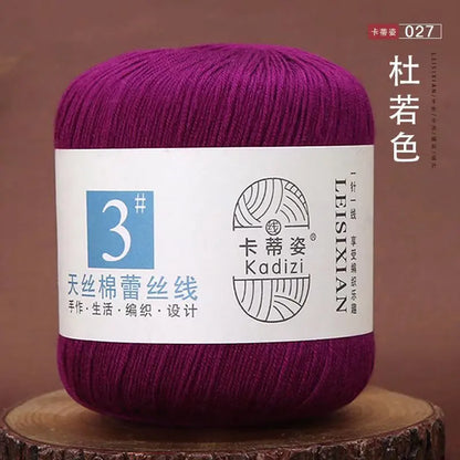 Fils de dentelle en coton mercerisé, fils de dentelle au crochet, broderie à la main, artisanat d'art, couvertures de bricolage, écharpe et pull, taille 3, # 100%