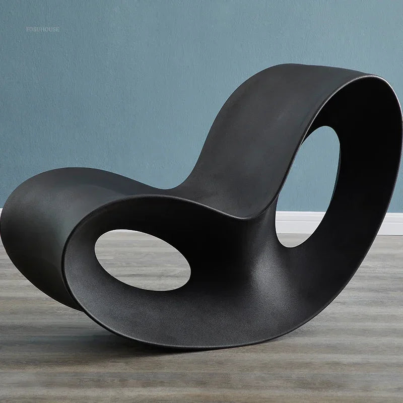 Chaise longue en plastique légère et luxueuse, Chaise à bascule d'extérieur moderne, créative, paresseuse, pour loisirs, maison, balcon, salon