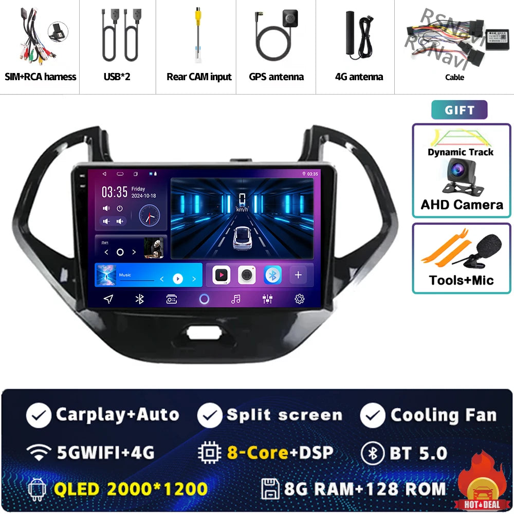 Android 15 Carplay Auto pour Ford Figo 2015 2016 2017 2018 autoradio 4G WIFI lecteur multimédia srereo Navigation vidéo 360 caméra