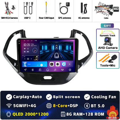 Android 15 Carplay Auto pour Ford Figo 2015 2016 2017 2018 autoradio 4G WIFI lecteur multimédia srereo Navigation vidéo 360 caméra