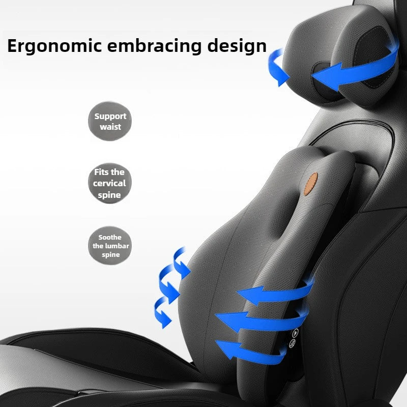 Car Electric Massage Headrest Lumbar Support Vibration Waist Lumbar Neck Pillow Backrest Cushion Car Seat Interior Accessories