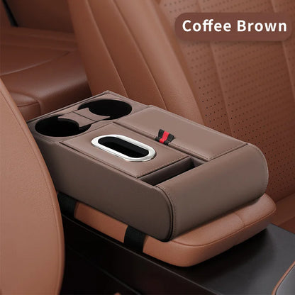Boîte de rangement d'accoudoir de voiture, coussin de rehaussement, boîte à mouchoirs, support de verre d'eau, boîte de rangement multifonctionnelle pour voiture, coussin d'accoudoir de Console