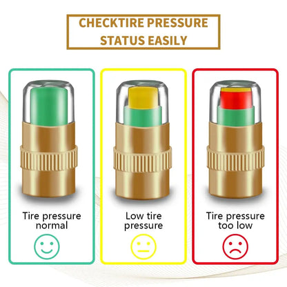 Bouchons universels de tige de Valve de moniteur de pression des pneus de voiture, indicateur de capteur de moniteur de pression des pneus de voiture 2.4Bar 36PSI avec alerte 4 pièces