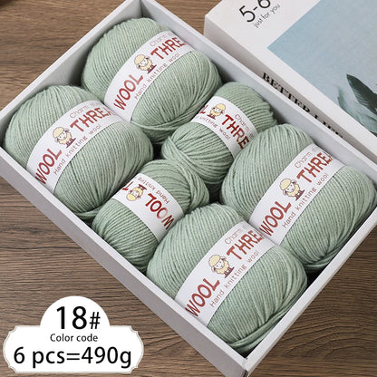 Fil de laine d'aldéhyde moyen, production de bricolage fin, tricoté à la main, pull chaud à la mode, écharpe et chapeau, boule de fil, 500g