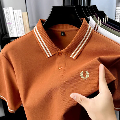 100% pur coton été respirant hommes mode sport marque blé broderie manches courtes POLO affaires t-shirt style décontracté