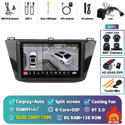 Android 15 Carplay Auto 2K écran autoradio lecteur multimédia pour Volkswagen Tiguan 2 Mk 2016 2017-2019 2 din Autoradio stéréo