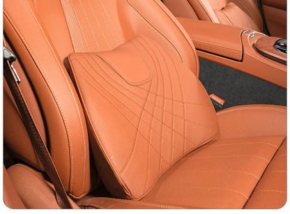 Ensemble d'oreillers pour appui-tête de voiture, couture en cuir, Support de taille lombaire, mousse à mémoire de forme, coussin de protection du cou, accessoires, nouvelle collection