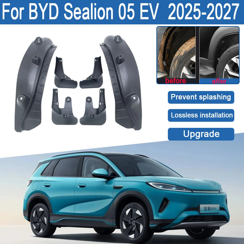 Garde-boue doublé de roue automatique pour BYD Sealion 05 EV, accessoires 2025 2026 2027, garde-boue anti-éclaboussures