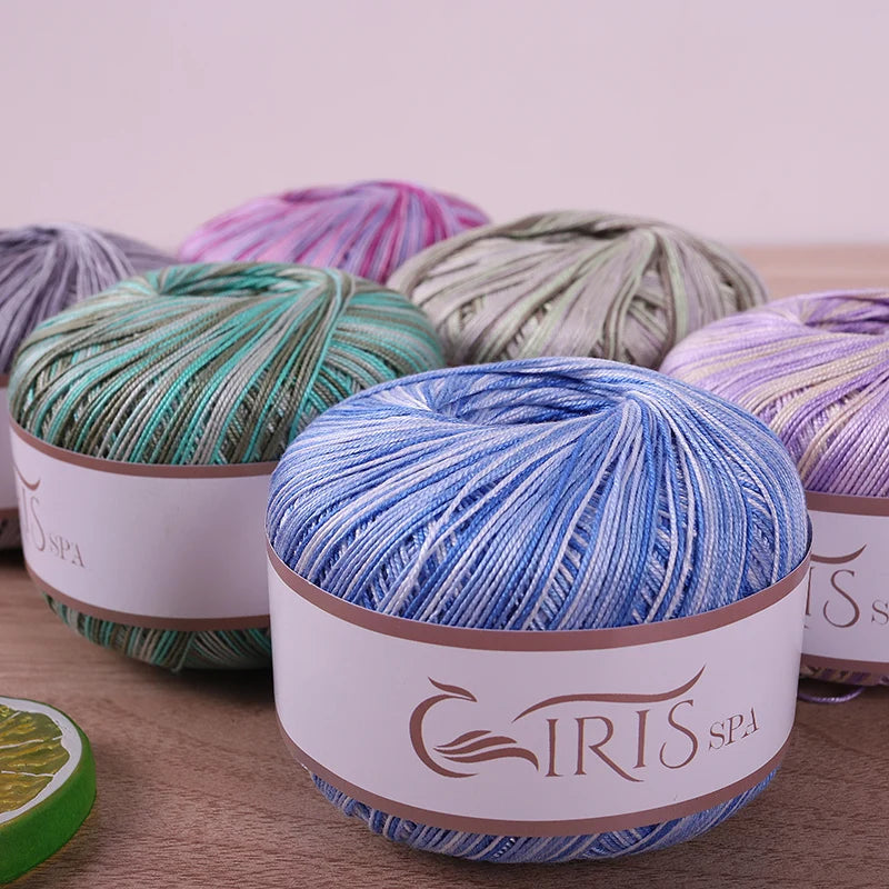 6 #   Fil de dentelle, fil de coton 100% pur coloré teint dégradé mercerisé, fil fin au crochet, tricot fait à la main, châle ajouré d'été, fil de tricot pour pull, 1 pièce = 6 pièces = 300 grammes