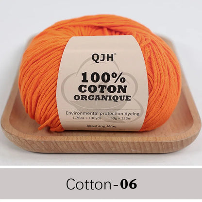 QJH 100% fil de coton, fil de poids de Sport pour bébé en coton, fil Amigurumi, fil doux d'été, fil au Crochet/à tricoter-6 pièces