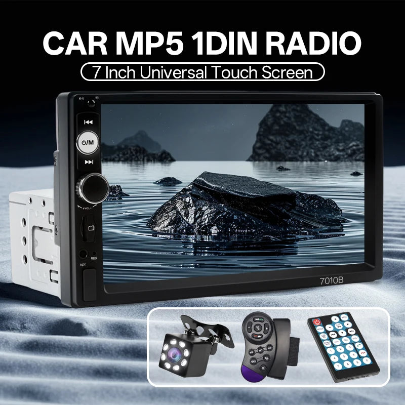 HIPPCRON autoradio HD 7 "écran tactile stéréo Bluetooth 12V 1 Din FM ISO puissance Aux entrée lien miroir lecteur multimédia automatique