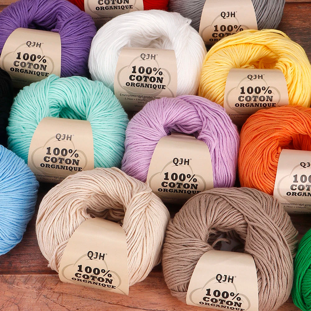 QJH 100% fil de coton, fil de poids de Sport pour bébé en coton, fil Amigurumi, fil doux d'été, fil au Crochet/à tricoter-6 pièces