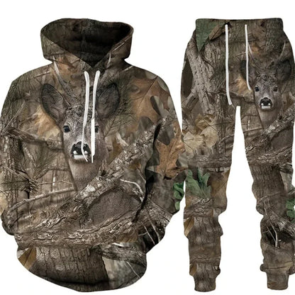 Camouflage plante chasse animale impression 3D sweats à capuche pantalons ensembles hommes sweats pantalons de survêtement deux pièces costumes survêtement hommes vêtements