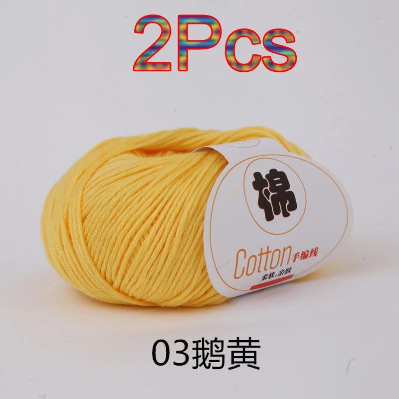 Fil à tricoter doux 100% coton, 2 pièces, fil au Crochet pour tricot, pull, couverture, gants, chapeau, écharpe, crochet, sac amigurumi, pantoufle