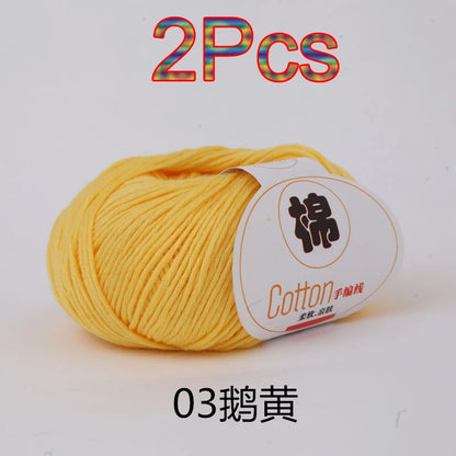 Fil à tricoter doux 100% coton, 2 pièces, fil au Crochet pour tricot, pull, couverture, gants, chapeau, écharpe, crochet, sac amigurumi, pantoufle