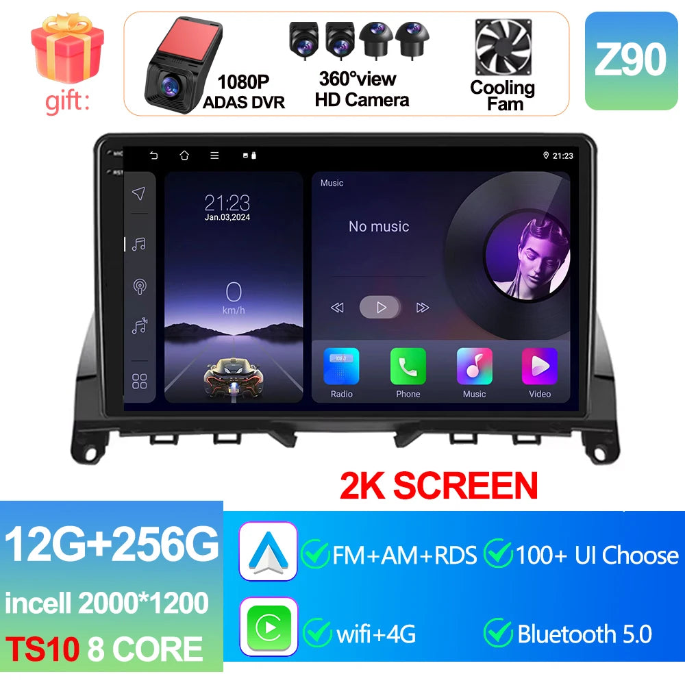 Pour Mercedes Benz classe C 3 W204 S204 2006 - 2011 Android 15 Carplay Auto autoradio multimédia lecteur vidéo Navigation GPS DSP