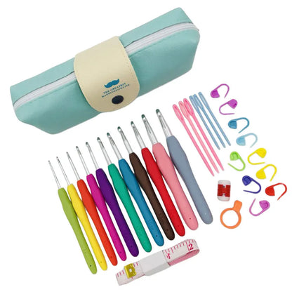 Ensemble de crochets en fil Ogo Grossier avec étui, poignée ergonomique, kit de 11 crochets colorés pour la colonne vertébrale, cadeaux de grand-mère
