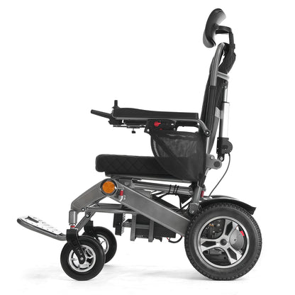 Fauteuil roulant électrique pliable à commande à distance automatique 2026, en alliage d'aluminium portable, pour personnes handicapées, inclinable
