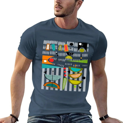 Homme coton chemise moderne homme milieu du siècle T-Shirt chemise 100% graphique # 55 t de luxe marque abstraite