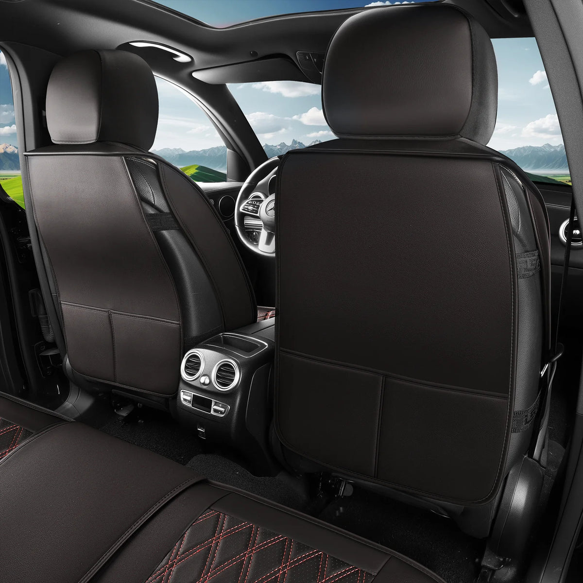 Housse de siège de voiture en cuir, 5 pièces, housse de protection imperméable pour siège automobile, ensembles complets, respirante, universelle, pour sièges complets