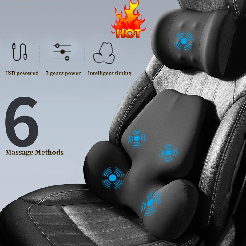 Coussin de dossier électrique pour siège de voiture, massage, sauna, soutien lombaire, vibration de la taille, oreiller cervical, accessoires intérieurs