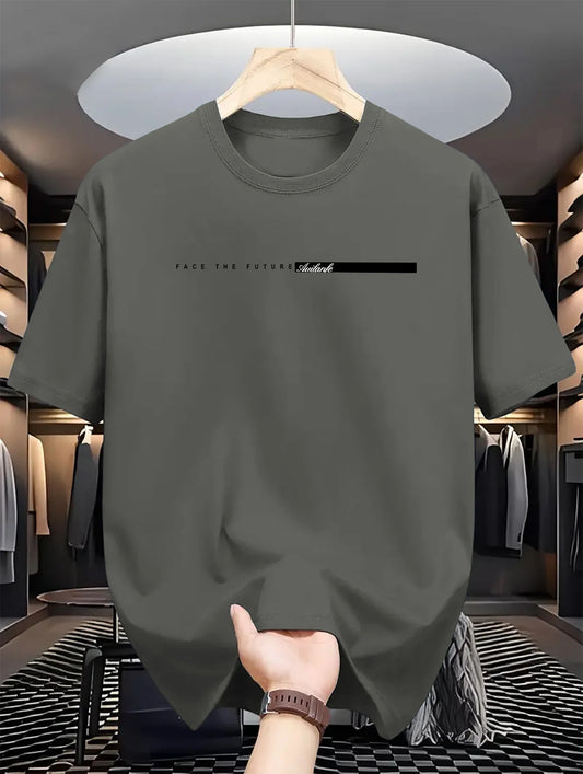 T-shirt à Manches Courtes et Col Rond pour Homme, Haut Décontracté, Coupe Ample, Grande Lettre Imprimée, Style High Street, Unisexe, Été, 100% Coton