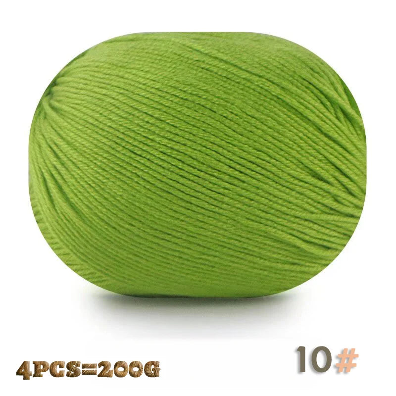 200 g 6 brins de boules de fil doux tricotées faites à la main d'épaisseur moyenne pour la fabrication de pulls, chapeaux, foulards, gants, chaussures en fil, boules de fil doux, 1 pièce = 4 boules = 200 grammes