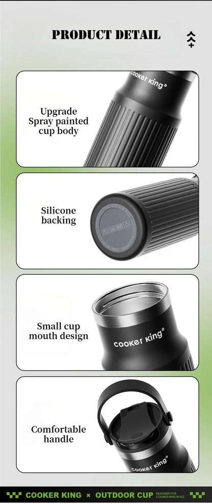 COOKER KING 650ML produit extérieur isolation 316 acier inoxydable + PP grande capacité sport tasse isolée bouteille d'eau avec paille