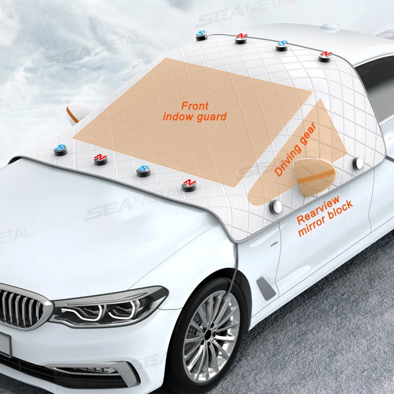 BLALION – couverture de neige pour pare-brise de voiture, Anti-gel, pour fenêtre avant magnétique, pare-soleil épais