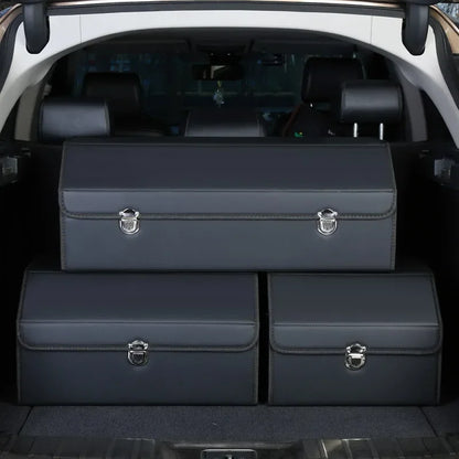 Organisateur de coffre de voiture et rangement Suv, coffre pliable en Faux cuir, multi-compartiments réglable, boîte de rangement d'épicerie automatique