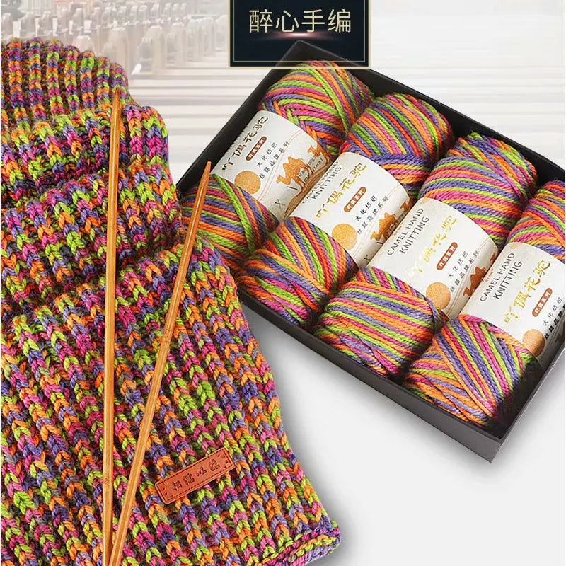 Fil de Barrage pour Ogo Tricot en Coton Mélangé, Peigné, Crochet Arc-en-ciel, DIY, Pull, Chapeau, 3mm, 100g
