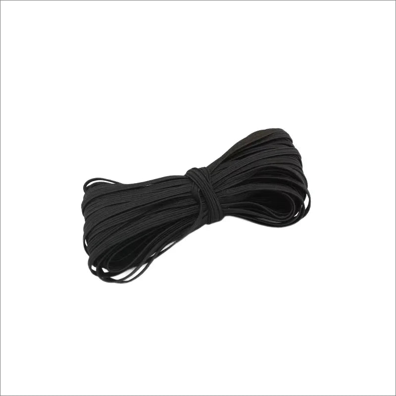 Bande élastique plate de 10m, blanc et noir, bande élastique plate à haute élasticité, corde extensible de couture pour sous-vêtements, pyjamas, attaches, garniture de masque de bricolage