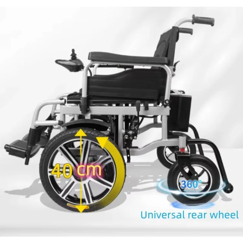Fauteuil roulant électrique pneumatique en acier de 16 pouces avec de fortes capacités de croisement d'obstacles