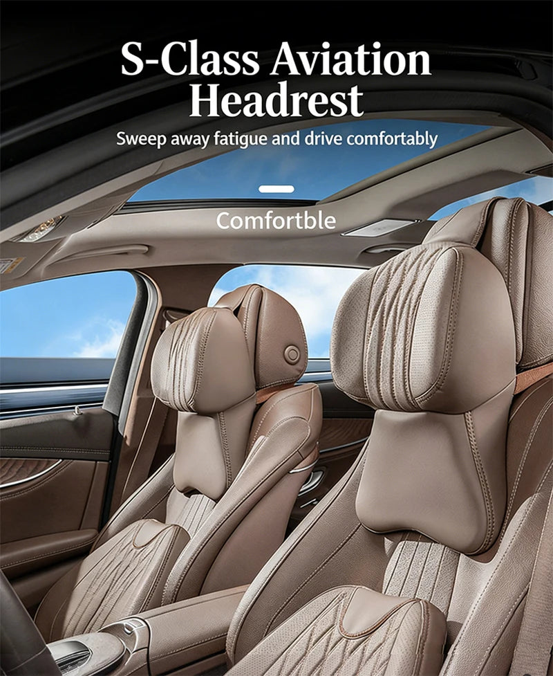 High Quality Universal Car Headrest Cushion Car Seat Neck Pillow Perforated Leather Breathable Lumbar Support Car Pillow