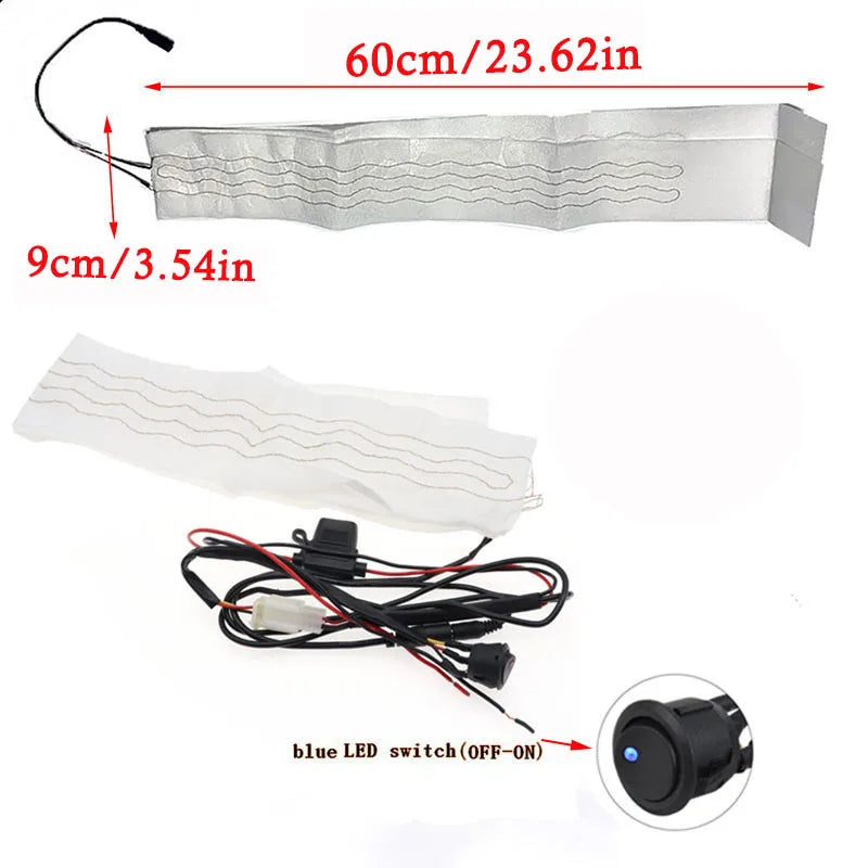Kits de chauffage de volant de voiture en tissu floqué 12V, 4 interrupteurs, coussinets thermiques universels pour voiture, housses de volant chauffantes 60x9cm pour voitures