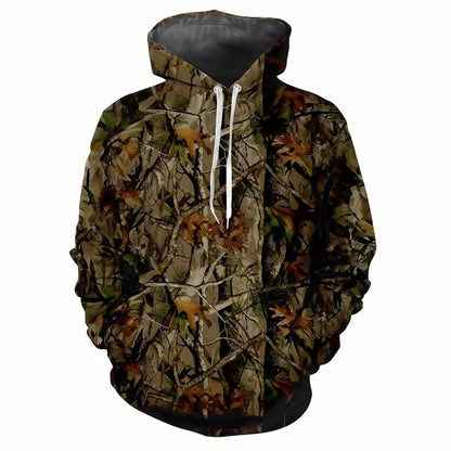 Camouflage chasse animaux en plein air Camouflage printemps et automne hommes à capuche rue tendance ample confortable haut décontracté vêtements