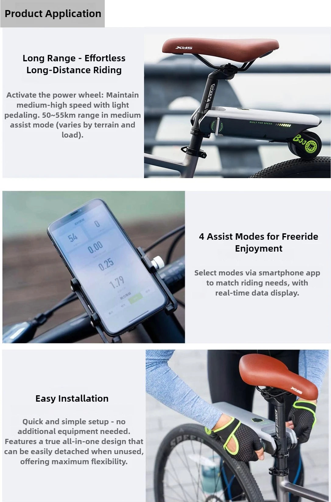 دراجة كهربائية P.Wheel Booster بطارية 18 فولت 10 أمبير 200 واط ملحقات دراجة بوستر محمولة متينة دراجة هوائية جبلية