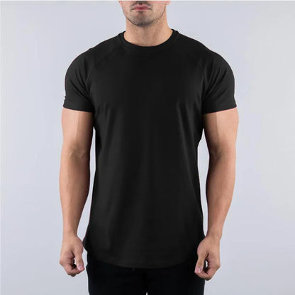 Hommes été maigre T-Shirt style décontracté à manches courtes t-shirt mâle gymnase Fitness Sport couverture en coton homme course entraînements sweat vêtements