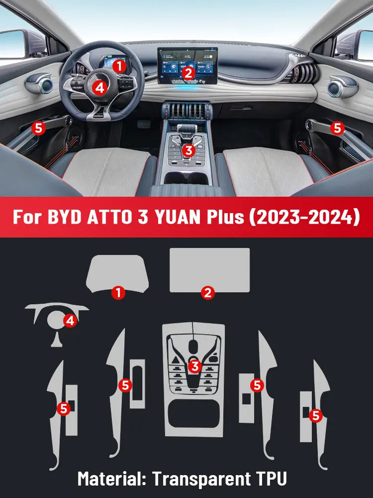 Écran de contrôle central automatique pour la navigation GPS, TPU, film de protection intérieur anti-rayures, ATTO 3, EV, 2023, 2024