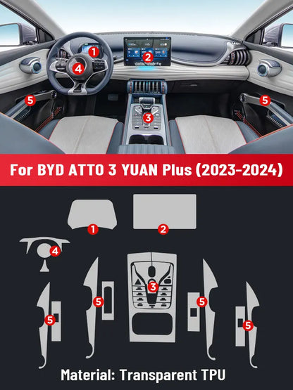 Écran de contrôle central automatique pour la navigation GPS, TPU, film de protection intérieur anti-rayures, ATTO 3, EV, 2023, 2024