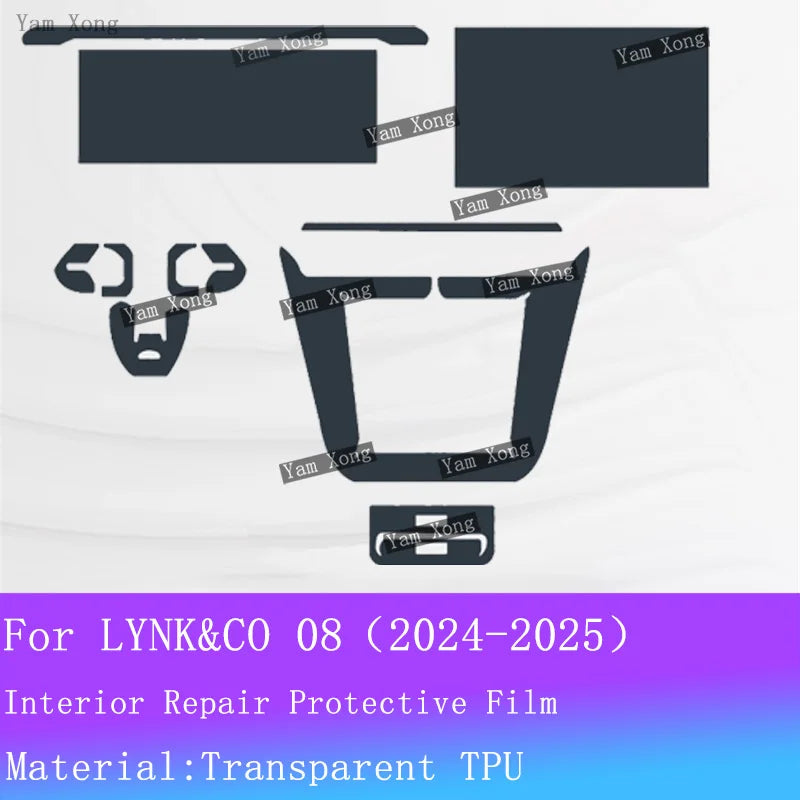 Autocollant anti-rayures pour écran de navigation automobile pour LYNK CO LYNK&CO 08, film complet pour l'intérieur, film de protection transparent pour le panneau de vitesses